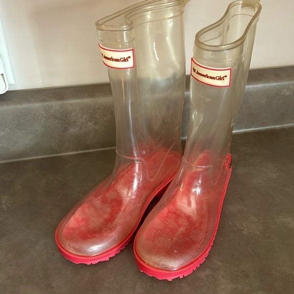 American Girl Clear Rain-boots sz 1-2 - Picture 1 of 5